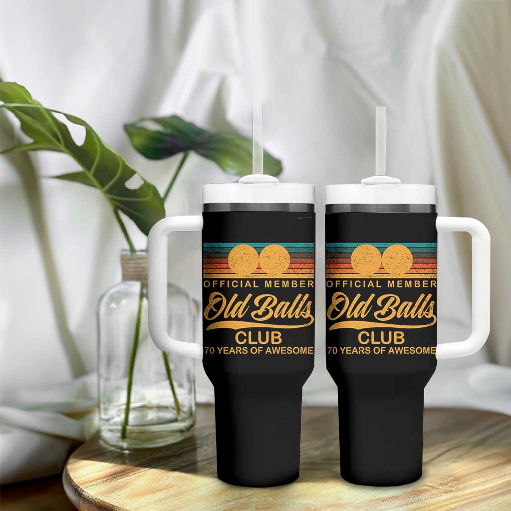 Funny 70th Birthday Tumbler With Handle Official Member Of The Old Ball Clubs Retro Sunset - Wonder Print Shop