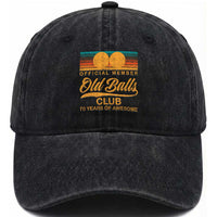 Funny 70th Birthday Washed Cotton Baseball Cap Official Member Of The Old Ball Clubs Retro Sunset