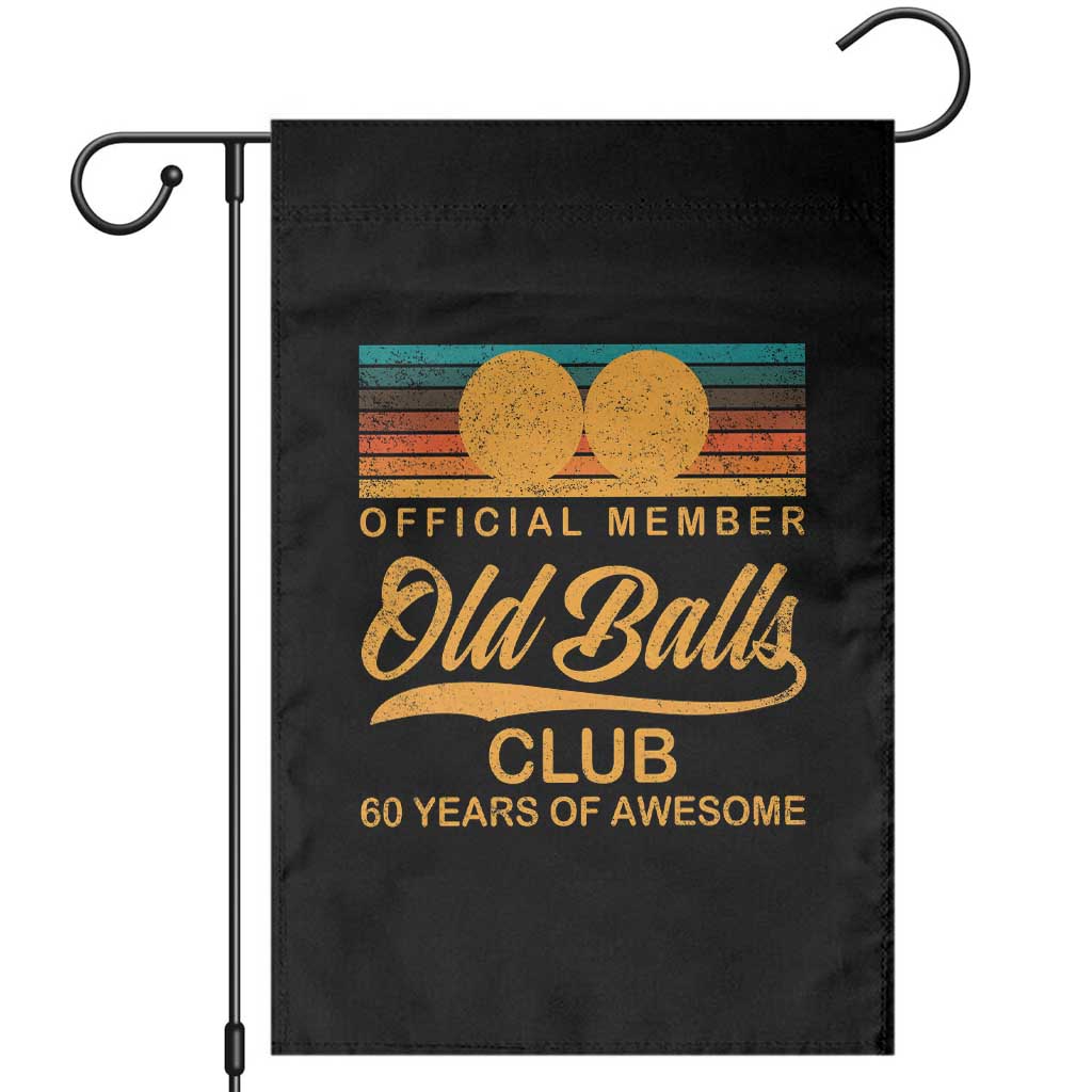 Funny 60th Birthday Garden Flag Official Member Of The Old Ball Clubs Retro Sunset - Wonder Print Shop