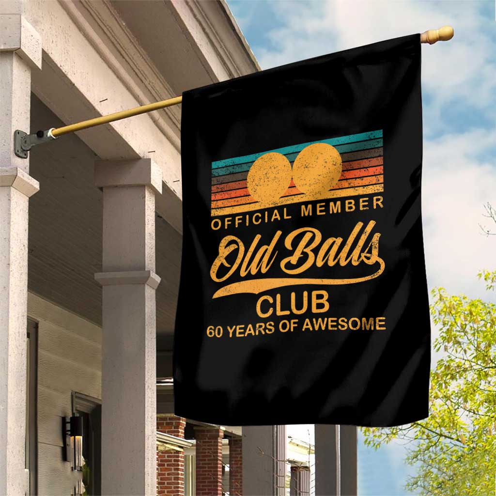 Funny 60th Birthday Garden Flag Official Member Of The Old Ball Clubs Retro Sunset - Wonder Print Shop