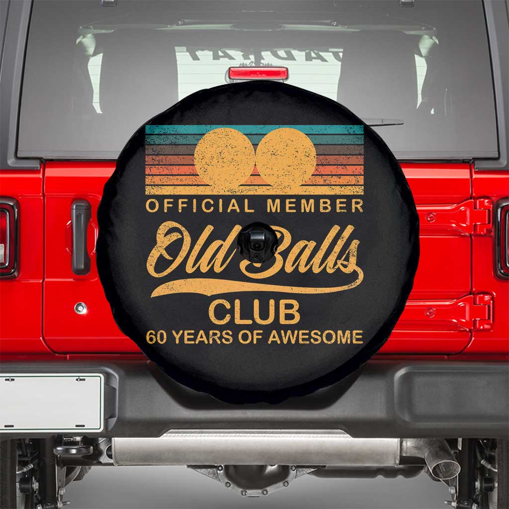 Funny 60th Birthday Spare Tire Cover Official Member Of The Old Ball Clubs Retro Sunset - Wonder Print Shop
