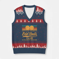 Funny 60th Birthday V-Neck Knit Sweater Vest Official Member Of The Old Ball Clubs Retro Sunset - Wonder Print Shop