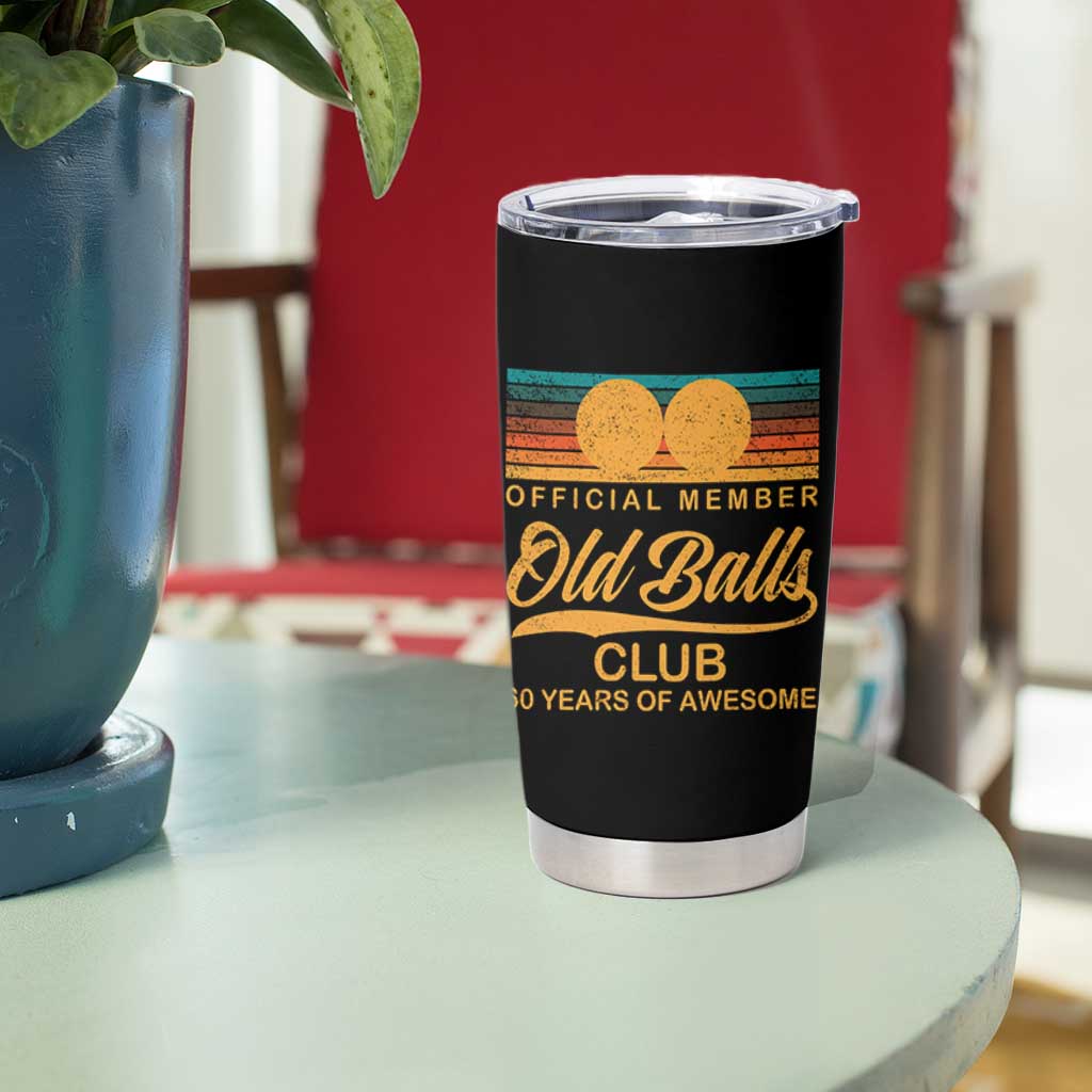 Funny 60th Birthday Tumbler Cup Official Member Of The Old Ball Clubs Retro Sunset - Wonder Print Shop