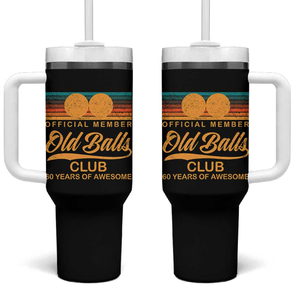 Funny 60th Birthday Tumbler With Handle Official Member Of The Old Ball Clubs Retro Sunset - Wonder Print Shop