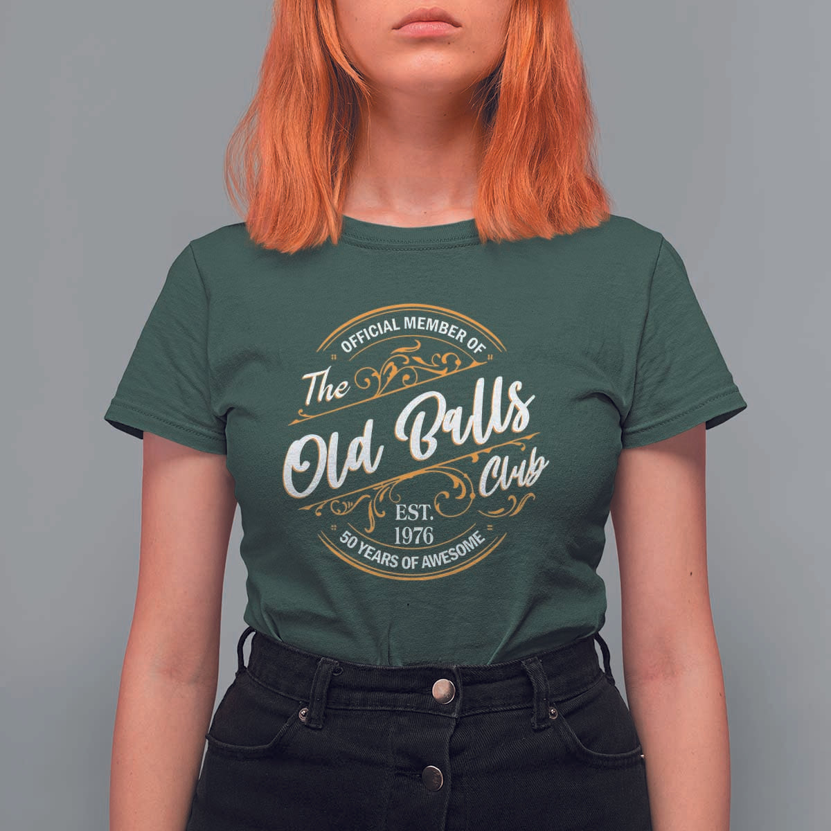 Funny 50th Birthday T Shirt For Women Official Member Of The Old Ball Clubs Gen X EST 1976 - Wonder Print Shop