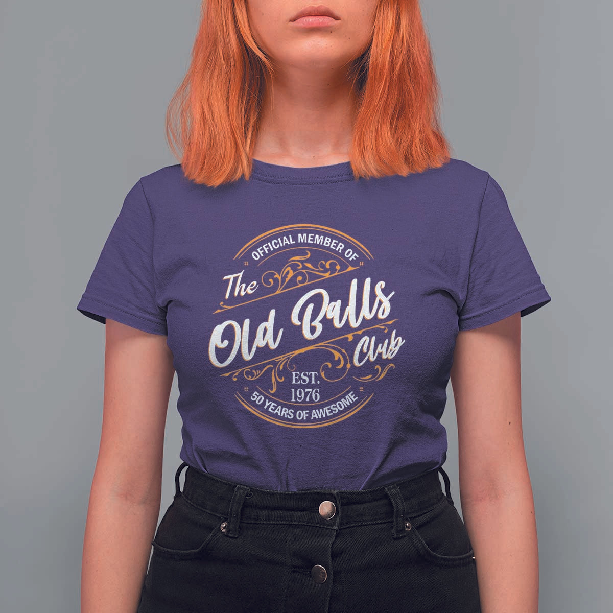 Funny 50th Birthday T Shirt For Women Official Member Of The Old Ball Clubs Gen X EST 1976 - Wonder Print Shop
