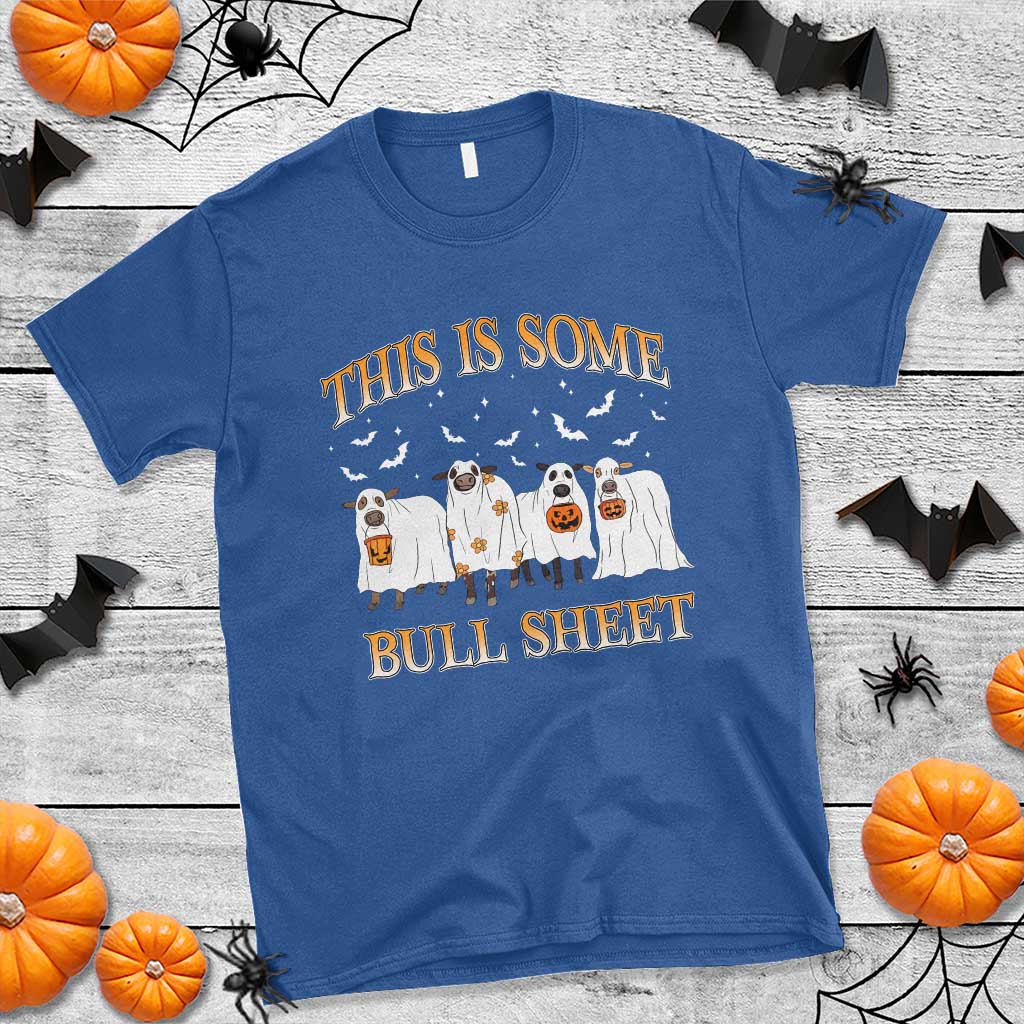 Funny Halloween T Shirt This Is Some Bull Sheet Farm Cow Bat - Wonder Print Shop