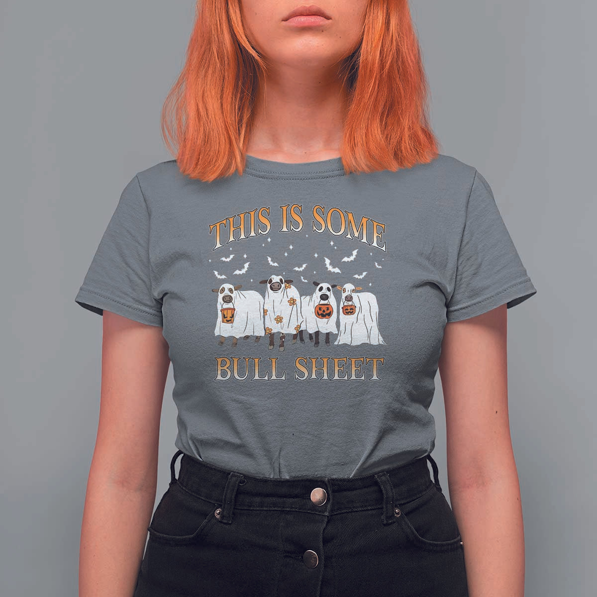 Funny Halloween T Shirt For Women This Is Some Bull Sheet Farm Cow Bat - Wonder Print Shop