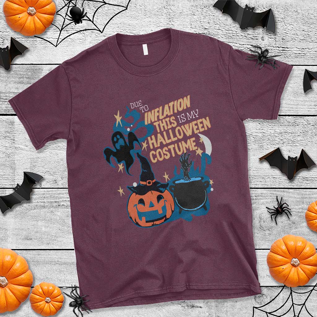 Funny Halloween T Shirt Due To Inflation This Is My Halloween Costume Pumpkin Ghost - Wonder Print Shop