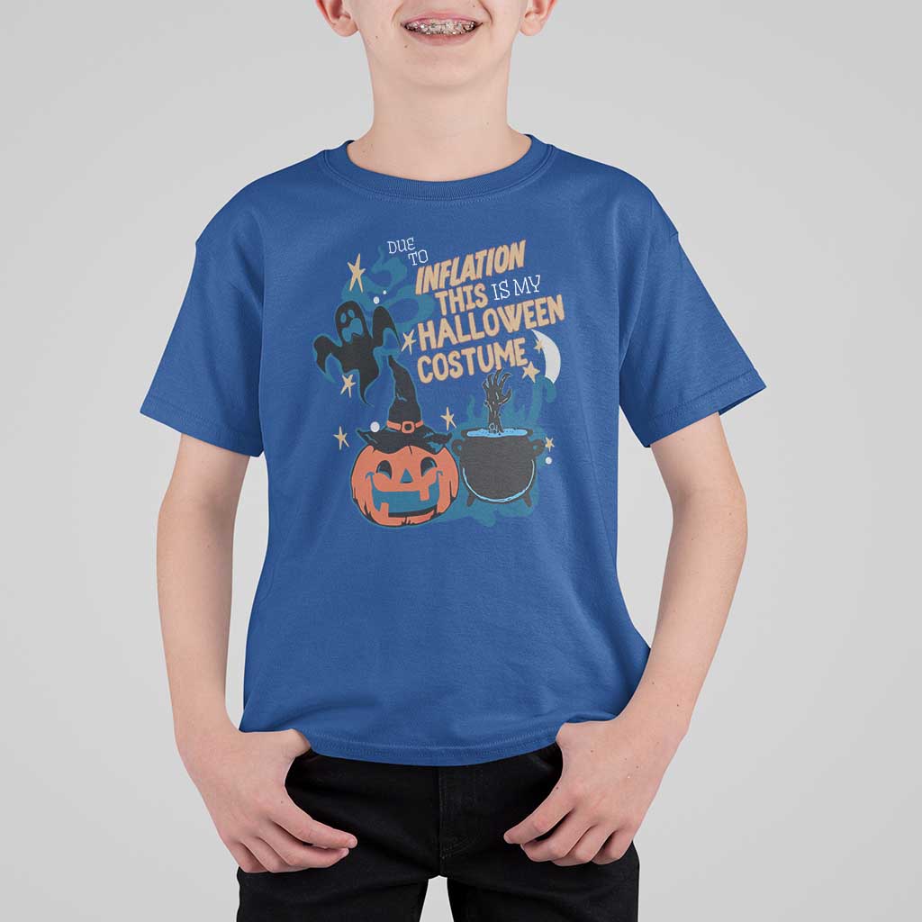 Funny Halloween T Shirt For Kid Due To Inflation This Is My Halloween Costume Pumpkin Ghost - Wonder Print Shop