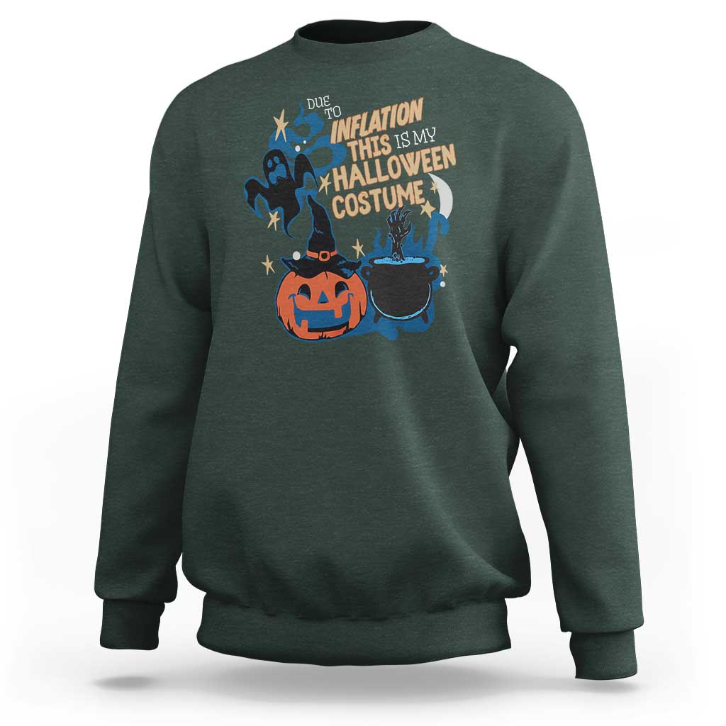 Funny Halloween Sweatshirt Due To Inflation This Is My Halloween Costume Pumpkin Ghost - Wonder Print Shop