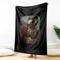 Halloween Throw Blanket Creepy Mona Lisa Satan Pentagram Leonardo da Vinci - Wonder Print Shop