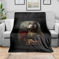 Halloween Throw Blanket Creepy Mona Lisa Satan Pentagram Leonardo da Vinci - Wonder Print Shop