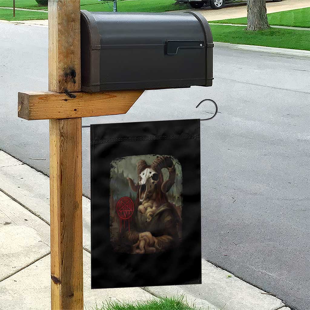 Halloween Garden Flag Creepy Mona Lisa Satan Pentagram Leonardo da Vinci - Wonder Print Shop