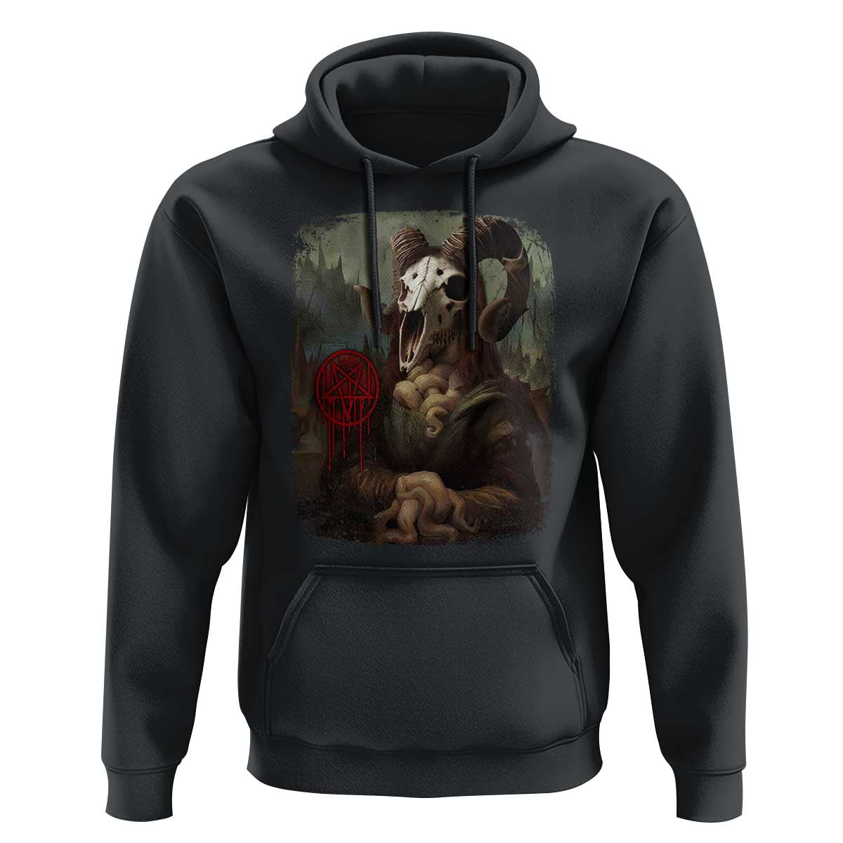 Halloween Hoodie Creepy Mona Lisa Satan Pentagram Leonardo da Vinci