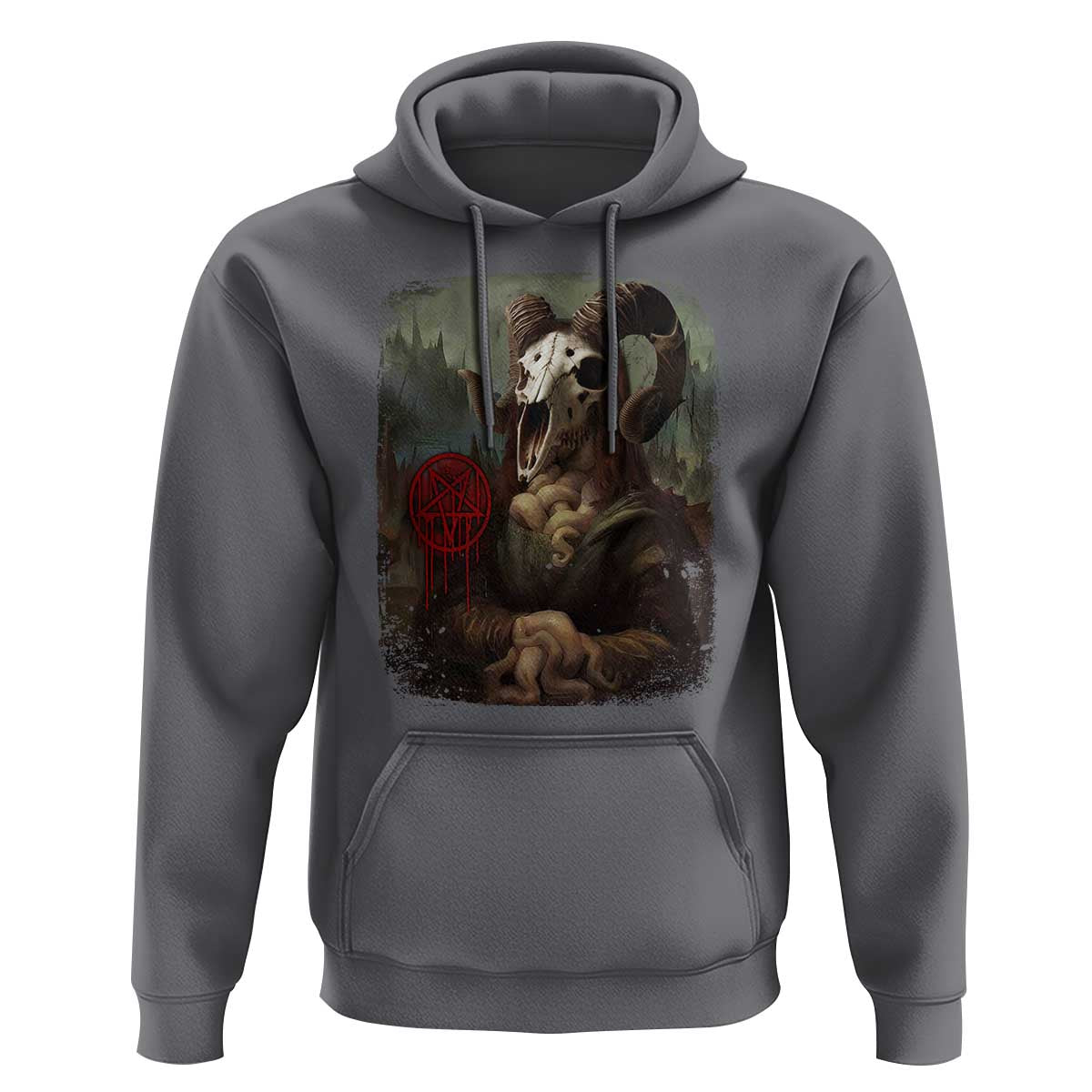 Halloween Hoodie Creepy Mona Lisa Satan Pentagram Leonardo da Vinci