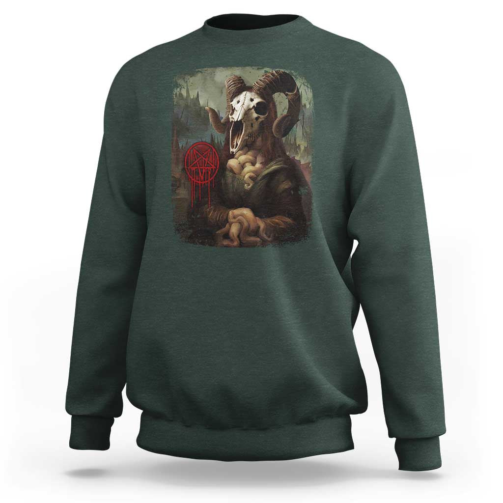 Halloween Sweatshirt Creepy Mona Lisa Satan Pentagram Leonardo da Vinci - Wonder Print Shop