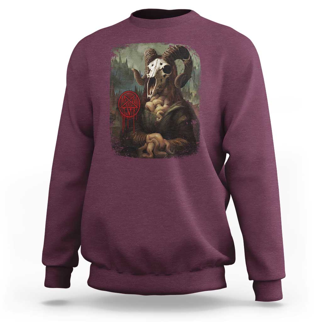 Halloween Sweatshirt Creepy Mona Lisa Satan Pentagram Leonardo da Vinci - Wonder Print Shop