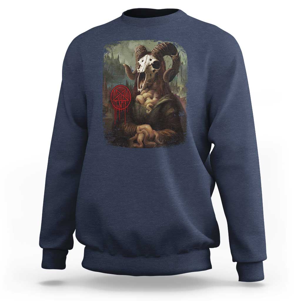 Halloween Sweatshirt Creepy Mona Lisa Satan Pentagram Leonardo da Vinci - Wonder Print Shop