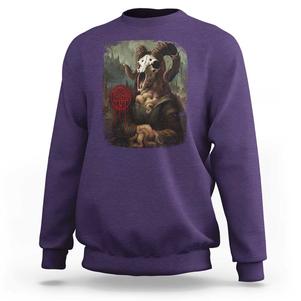 Halloween Sweatshirt Creepy Mona Lisa Satan Pentagram Leonardo da Vinci - Wonder Print Shop