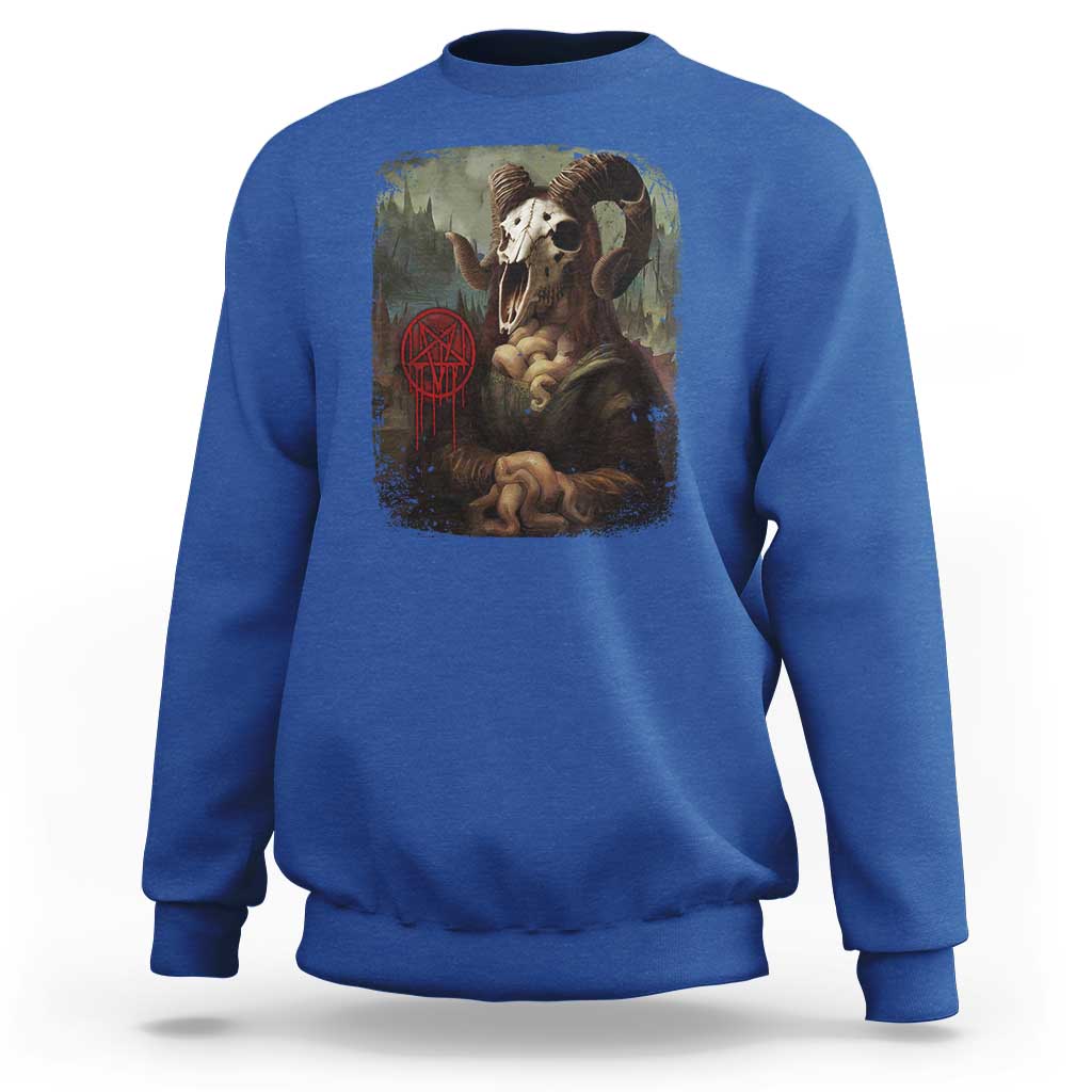 Halloween Sweatshirt Creepy Mona Lisa Satan Pentagram Leonardo da Vinci - Wonder Print Shop