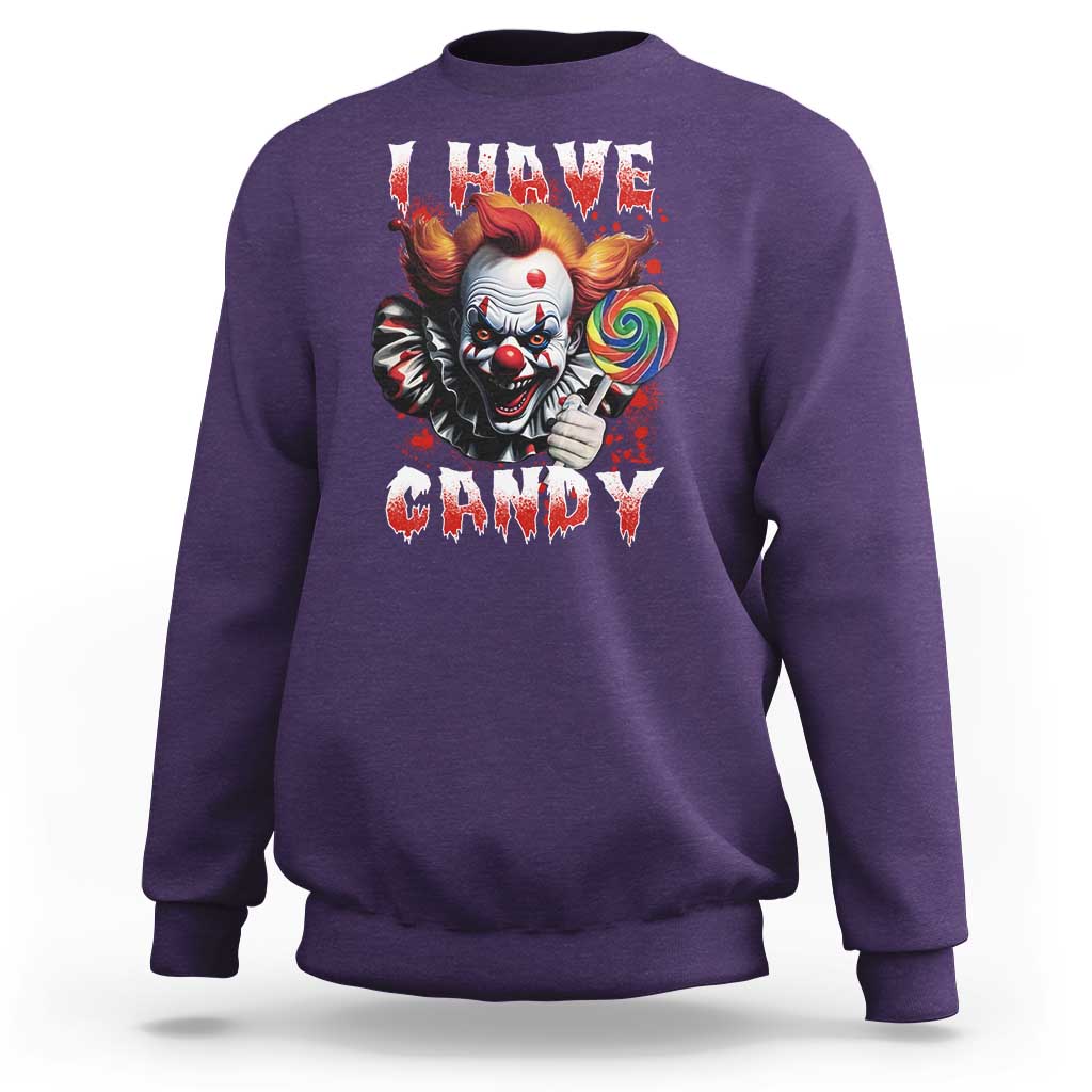 Halloween Sweatshirt I Have Candy Scary Creepy Clown Lolipop - Wonder Print Shop