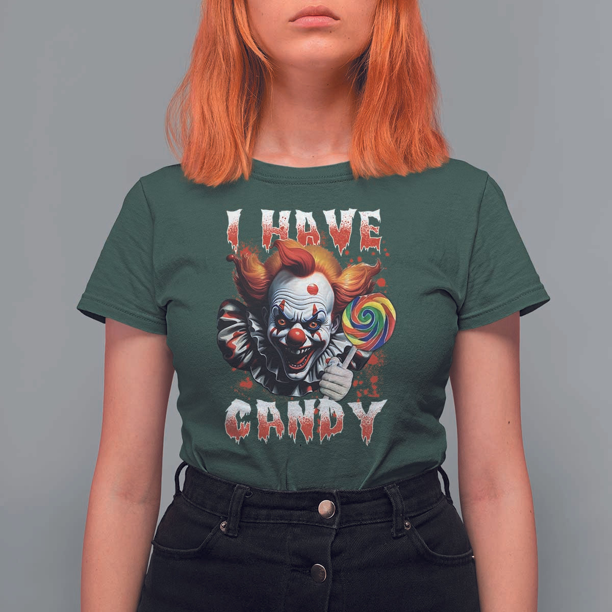 Halloween T Shirt For Women I Have Candy Scary Creepy Clown Lolipop - Wonder Print Shop