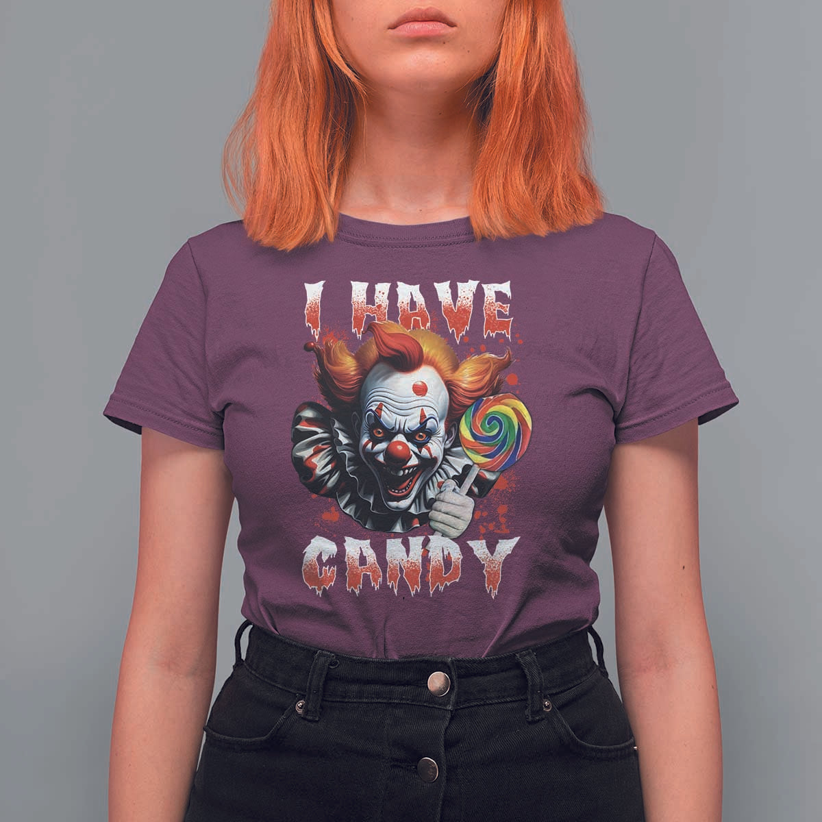 Halloween T Shirt For Women I Have Candy Scary Creepy Clown Lolipop - Wonder Print Shop