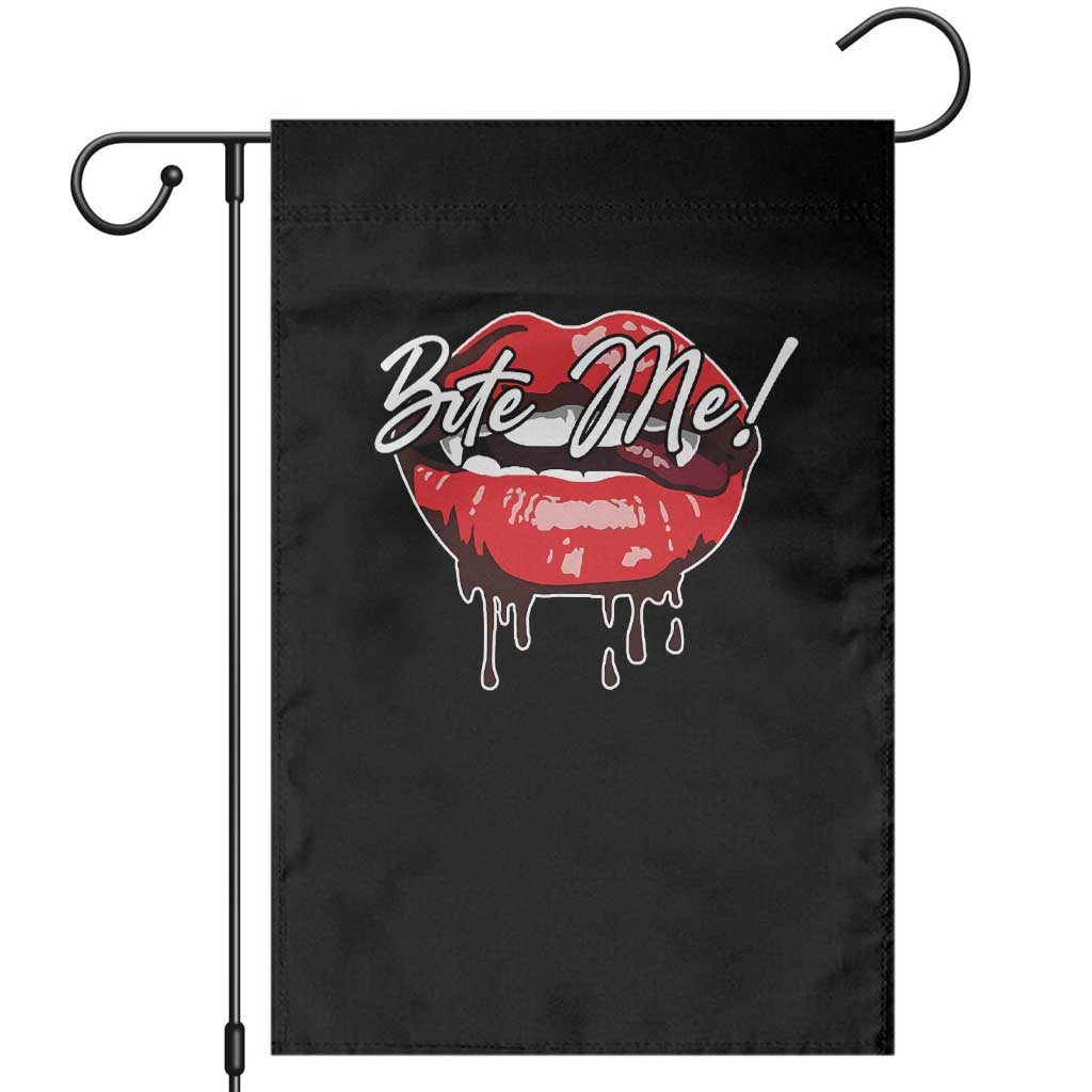 Halloween Garden Flag Bite Me Vampire Red Lips Teeth Bloody - Wonder Print Shop