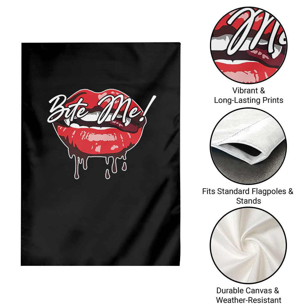 Halloween Garden Flag Bite Me Vampire Red Lips Teeth Bloody - Wonder Print Shop