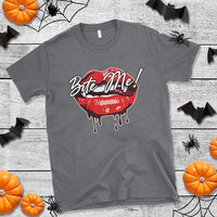 Halloween T Shirt Bite Me Vampire Red Lips Teeth Bloody - Wonder Print Shop