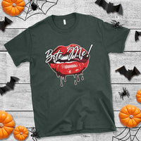 Halloween T Shirt Bite Me Vampire Red Lips Teeth Bloody - Wonder Print Shop