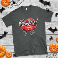 Halloween T Shirt Bite Me Vampire Red Lips Teeth Bloody - Wonder Print Shop