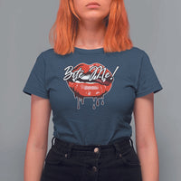 Halloween T Shirt For Women Bite Me Vampire Red Lips Teeth Bloody - Wonder Print Shop