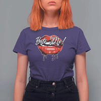 Halloween T Shirt For Women Bite Me Vampire Red Lips Teeth Bloody - Wonder Print Shop