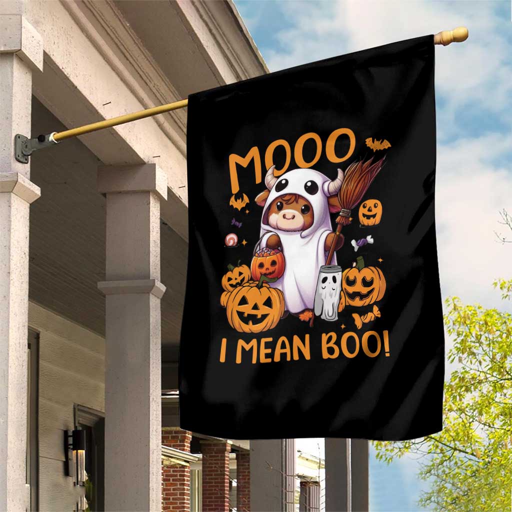 Spooky Cow Halloween Garden Flag Moo I Mean Boo Funny Ghost Heifer - Wonder Print Shop
