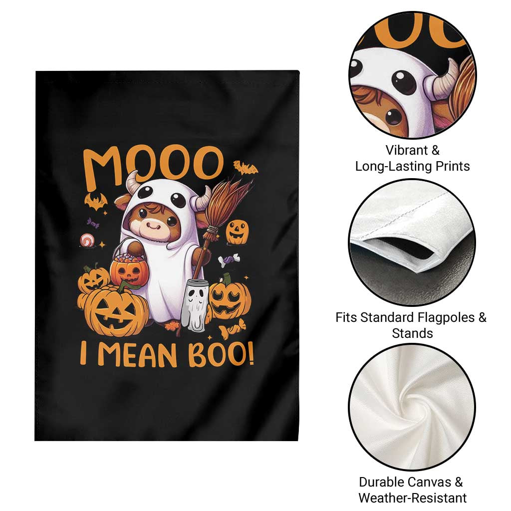 Spooky Cow Halloween Garden Flag Moo I Mean Boo Funny Ghost Heifer - Wonder Print Shop