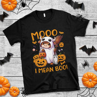 Spooky Cow Halloween T Shirt Moo I Mean Boo Funny Ghost Heifer - Wonder Print Shop
