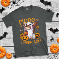 Spooky Cow Halloween T Shirt Moo I Mean Boo Funny Ghost Heifer - Wonder Print Shop