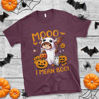 Spooky Cow Halloween T Shirt Moo I Mean Boo Funny Ghost Heifer - Wonder Print Shop