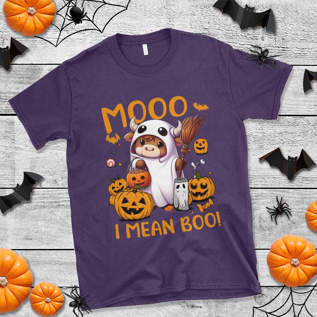 Spooky Cow Halloween T Shirt Moo I Mean Boo Funny Ghost Heifer - Wonder Print Shop