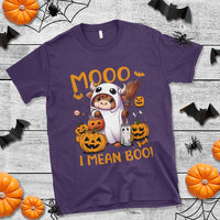 Spooky Cow Halloween T Shirt Moo I Mean Boo Funny Ghost Heifer - Wonder Print Shop