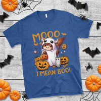 Spooky Cow Halloween T Shirt Moo I Mean Boo Funny Ghost Heifer - Wonder Print Shop