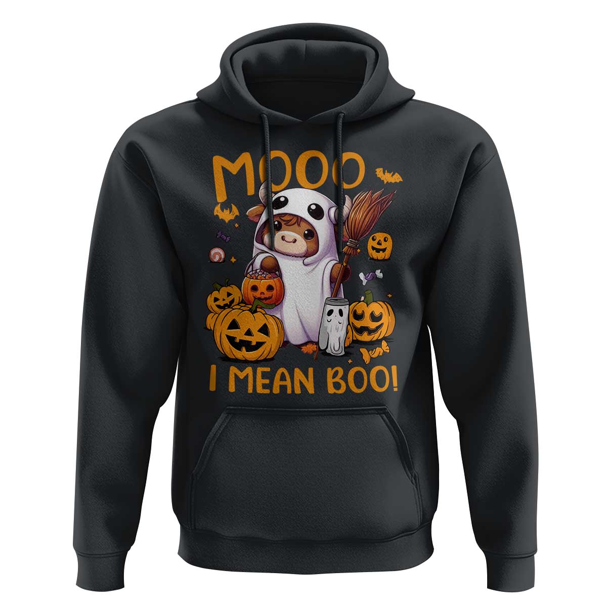 Spooky Cow Halloween Hoodie Moo I Mean Boo Funny Ghost Heifer