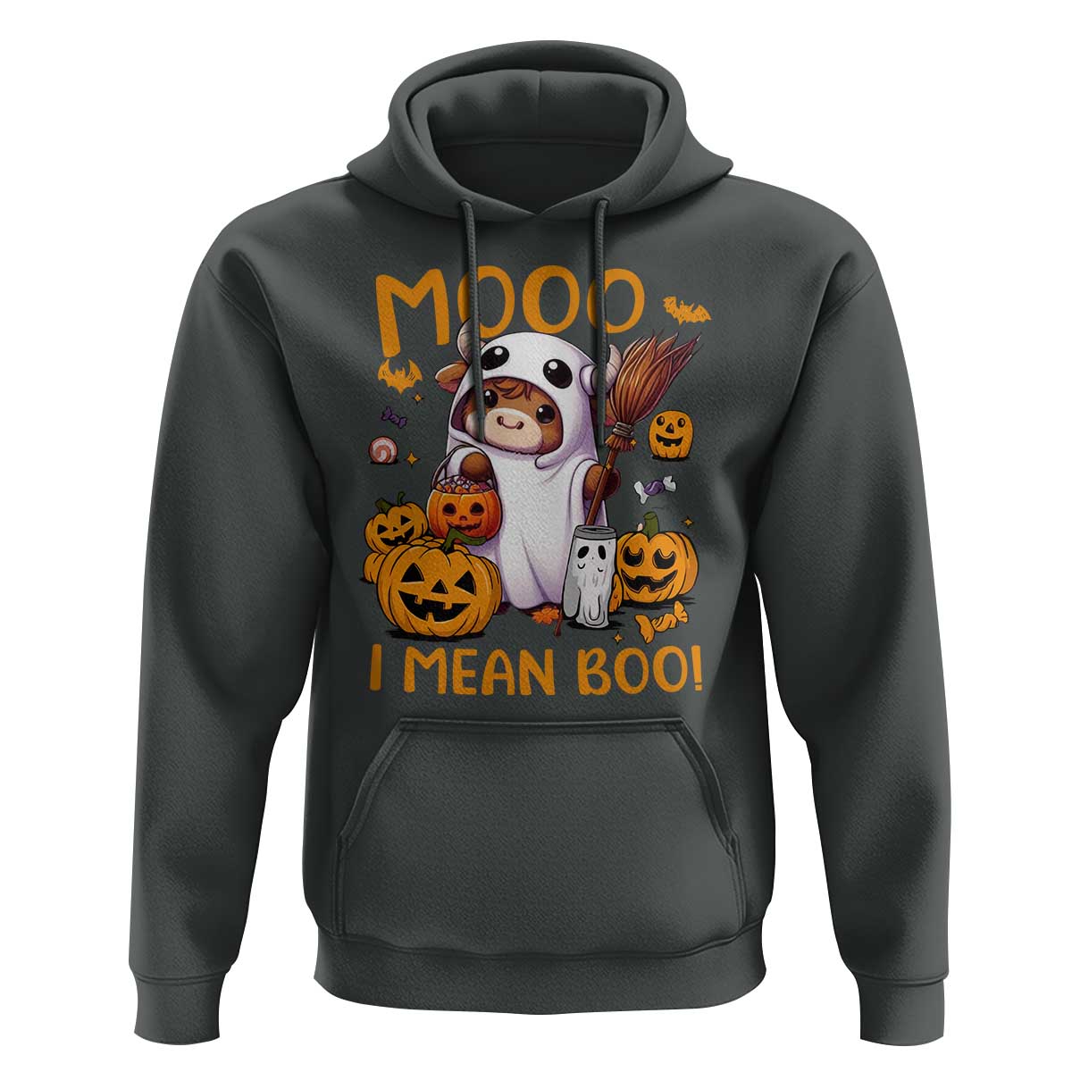 Spooky Cow Halloween Hoodie Moo I Mean Boo Funny Ghost Heifer
