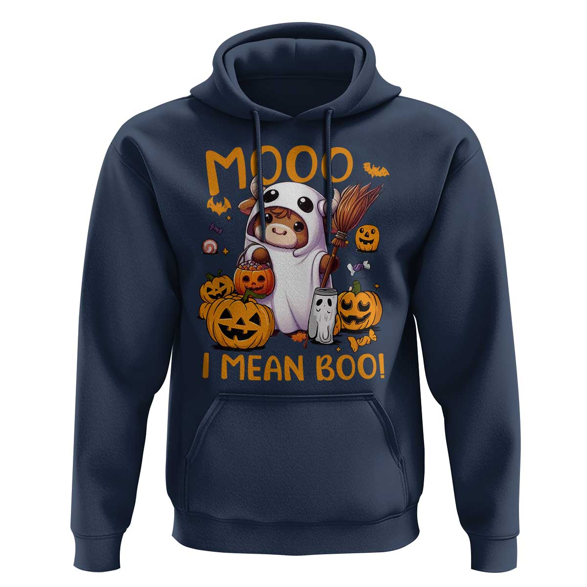 Spooky Cow Halloween Hoodie Moo I Mean Boo Funny Ghost Heifer