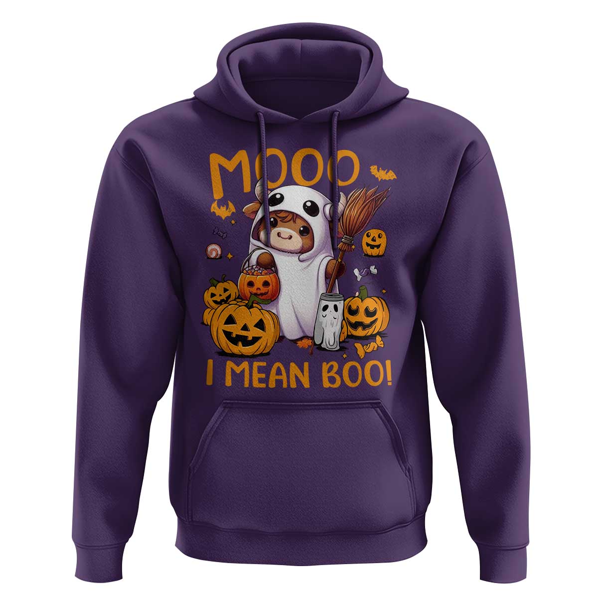 Spooky Cow Halloween Hoodie Moo I Mean Boo Funny Ghost Heifer