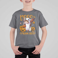 Spooky Cow Halloween T Shirt For Kid Moo I Mean Boo Funny Ghost Heifer - Wonder Print Shop