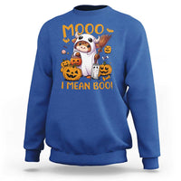 Spooky Cow Halloween Sweatshirt Moo I Mean Boo Funny Ghost Heifer - Wonder Print Shop