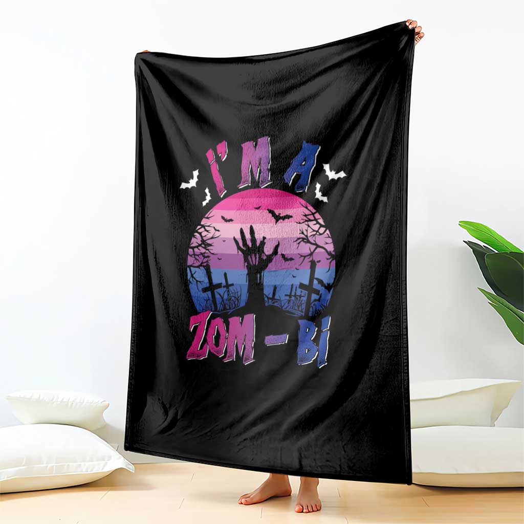 Funny Halloween Bisexual Throw Blanket I'm A Zom Bi Zombie LGBT - Wonder Print Shop